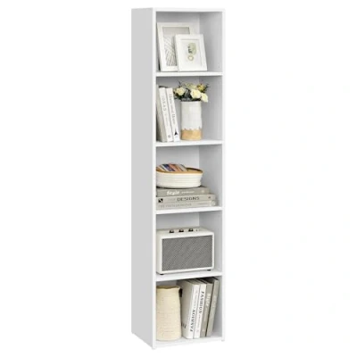 Abbildung von VASAGLE Bücherregal, 5 stöckiges Regal, offenes Aufbewahrungsregal, Standregal, 24 x 30,2 134,2 cm, für Wohnzimmer, Homeoffice, Esszimmer, wolkenweiß LBC419W01