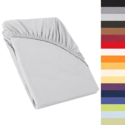 Abbildung von CelinaTex Perla Boxspringbett Wasserbett Topper Spannbettlaken 120x200 130x200 cm Silber grau Jersey Mako Baumwolle 160g/qm Bettlaken Laken