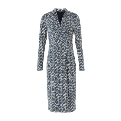 Abbildung von comma MIDI IN Wickeloptik Jerseykleid, Damen, Größe: 34, Navy