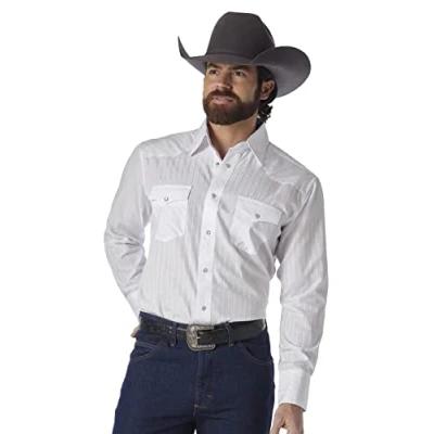 Abbildung von Wrangler Herren Sport Western Two Pocket Langarm Snap Shirt, Weiss/opulenter Garten, XL