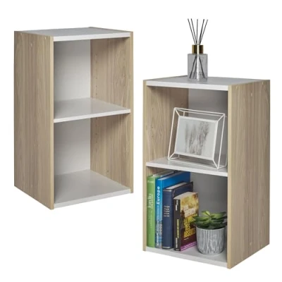 Abbildung von Iris Ohyama Platzsparendes Regal, Extra Breit, 2 Ebenen, Hellbraun, Verstellbar, Modular, Für Wohnzimmer, Homeoffice, Schlafzimmer, Organisation, Bücher, CD, Dekor, Einfache Montage, UB 6035
