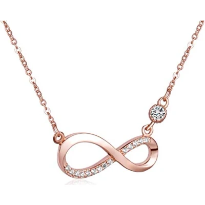 Abbildung von Unendlich U Fashion Unendlichkeit Zeichen Damen Halskette 925 Sterling Silber Zirkonia Anhänger Kette mit Anhänger, Rosegold