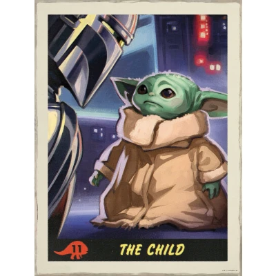 Abbildung von Komar 40 x 50 cm Star Wars Mandalorian The Child Trading Card Baby Yoda, Dekoration, Wandbild, Poster, Kunstdruck Größe Rahmen WB SW 014 40x50, Bunt