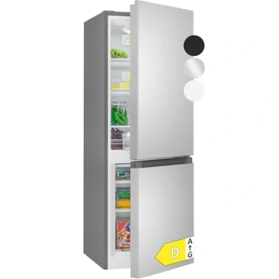 Abbildung von Bomann® Kühlschrank mit Gefrierfach 143cm hoch Kühl Gefrierkombination 175L 3 Ablagen &amp; Schubladen Türanschlag wechselbar leise Kühlgefrierkombi 39db KG 322.1 inox look
