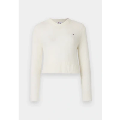 Abbildung von Tommy Jeans V NECK Sweater Strickpullover, Damen, Größe: Small, Ancient white