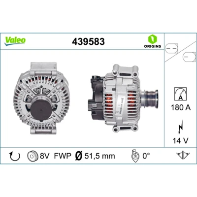 Abbildung von VALEO 439583 Lichtmaschine 14V 180A MERCEDES BENZ: ML Class