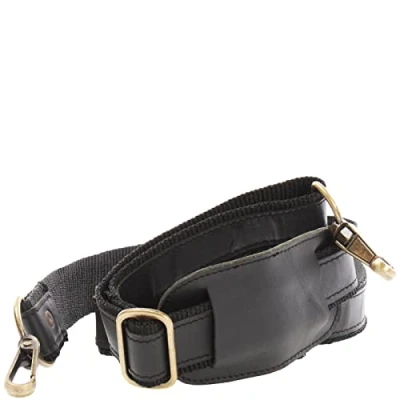 Abbildung von LECONI Trageriemen Leder Nylon Schulterriemen breiter Schultergurt für Taschen Umhängegurt längenverstellbar 4x115cm schwarz LEC R1