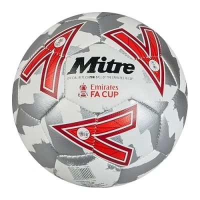 Abbildung von Mitre FA Cup Play Fußball für Unisex Erwachsene, Weiß/Silber/Rot, Mini