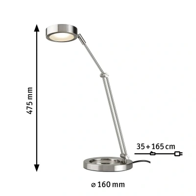Abbildung von Paulmann 70245 LED Schreibtischleuchte Zed 6,7W Eisen gebürstet/Metall moderne Tischlampe Tischleuchte Leselampe Büro