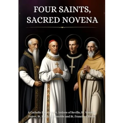 Abbildung von Four Saints, Sacred Novena: A Catholic Prayer to St. Isidore of Seville, Vincent Ferrer, Hugh Grenoble and Francis Paola