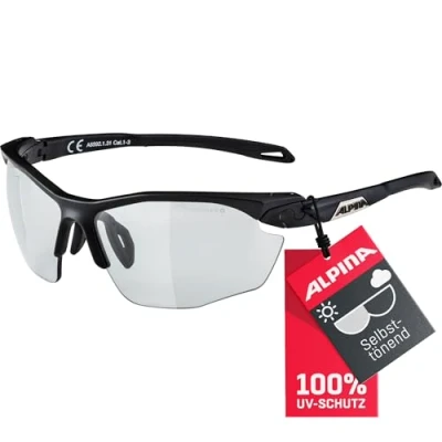 Abbildung von ALPINA TWIST FIVE HR V Selbsttönende, Bruchfeste &amp; Beschlagfreie Sport Fahrradbrille Mit 100% UV Schutz Für Erwachsene, black matt, One Size