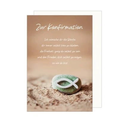 Abbildung von Edition Seidel Premium Glückwunschkarte zur Konfirmation mit Umschlag. Konfirmationskarte Karte Spruch Grusskarte Steine Fisch Junge Mädchen (KF308 SW024)