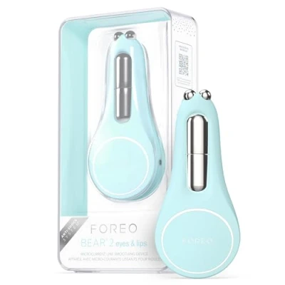Abbildung von FOREO BEAR 2 Eyes &amp; Lips Massagegerät gegen Falten für sofortige Gesichtsstraffung Augenmassagegerät Augenbrauenlifting Behandlung Augenringe Lippenpflege Arctic Blue