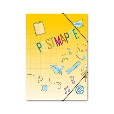 Abbildung von itenga Postmappe Gummizugmappe mit Motiv DIN A4 Gummizugverschluss Sammelmappe Eckspanner (Doodles Schule)