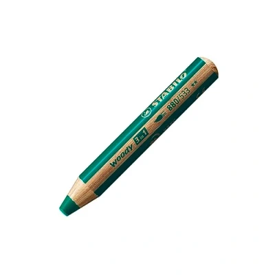 Abbildung von Buntstift, Wasserfarbe &amp; Wachsmalkreide STABILO woody 3 in 1 5er Pack dunkelgrün