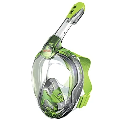 Abbildung von Seac Magica, Schnorchelmaske Vollgesichtsmaske Anti Beschlag system mit einem weichen Maskenkörper, Dry Top Schnorchel Auslassventil, grün, JUNIOR