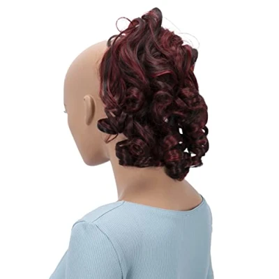 Abbildung von CAISHA Haarteil Haargummi Lena Hochsteckfrisuren Brautfrisuren Voluminös Gelockt Unordentlich Dutt Kunstfaser DM17cm Rot Schwarz Gesträhnt G33L