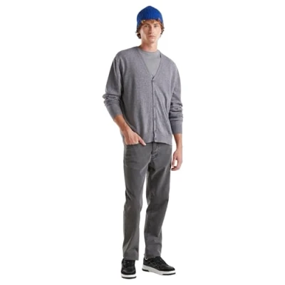 Abbildung von United Colors of Benetton WITH Chainstitch LOGO ON BACK Relaxed FIT Strickjacke, Herren, Größe: Small, Grey