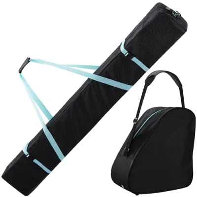 Abbildung von Navaris Universal Skischuhtasche und Skisack Tasche für Skistiefel Skier Schlittschuh Skischuhe Snowboardschuhe Skitaschen Set