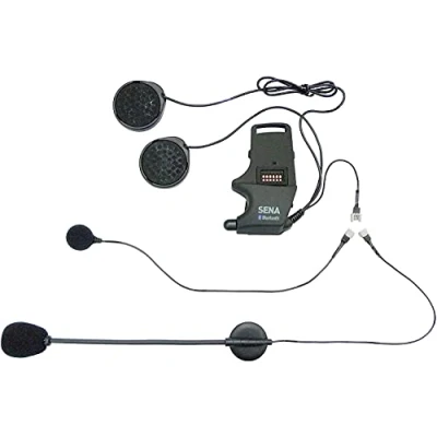 Abbildung von Sena Helmklemmeinheit mit Kabel und Schwanenhalsmikrofon, black