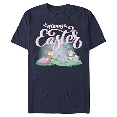 Abbildung von Disney Unisex Bambi Easter Thumper Organic Short Sleeve T shirt, Navy Blau, L