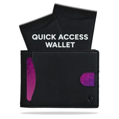 Abbildung von AKIELO Geldbörse Faltbar mit Zuglasche, RFID Schutz und Geschenkbox Stylischer Herren Geldbeutel Kontaktloser Kreditkartenschutz Wallet (Delta Schwarze Ausgabe)