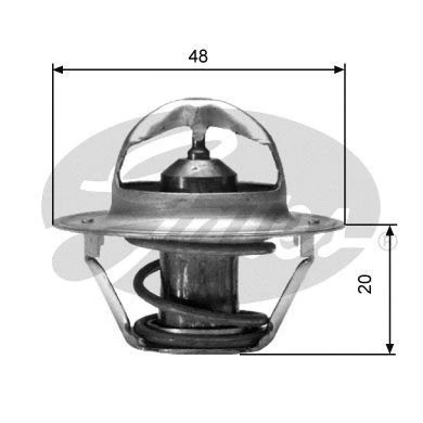 Abbildung von GATES TH00391G2 Kühlwasserthermostat 91 mit Dichtungen ohne Gehäuse VOLKSWAGEN: GOLF 2, Polo II Coupe, 1 Cabriolet, AUDI: 80 B2