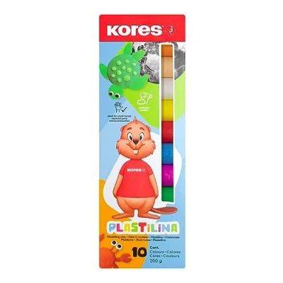 Abbildung von Kores Plastilina: Plastilin Knetmasse für Kinder, Sanftes und Leichtes Modellieren, Waschbar Ungiftig, Set aus 10 Farben x 20g