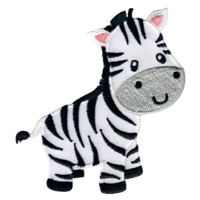 Abbildung von PatchMommy Zebra Patch Aufnäher Applikation zum Aufbügeln Bügelbild für Kleidung Jeans Jacken Kinder Baby