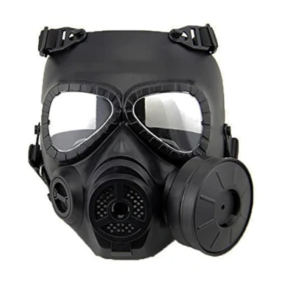Abbildung von Paintball Maske, Taktische Vollgesichts Dummy Gasmaske Skull CS Maske mit Turbo Lüfter für Cosplay Halloween Wargame Masquerade