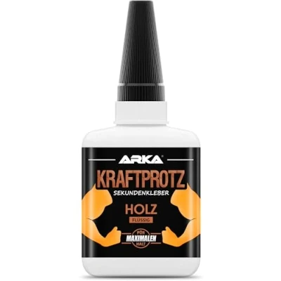Abbildung von 50 g Sekundenkleber für Holz &amp; Bastelbedarf extra stark ARKA Kraftprotz Transparenter Holzkleber Flüssiger Superkleber Wasserfest einfache Anwendung sicherer Halt