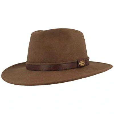 Abbildung von Rollbarer Outdoor Filz Hut Trekking Wollhut aus 100% Wolle Wasserabweisend &amp; Faltbar mit Ledergarnitur Huteinlagen Für Herren Damen (Beige, 59)