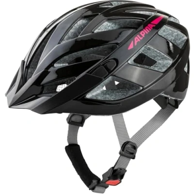 Abbildung von ALPINA PANOMA Reflektierender &amp; Optimal Belüfteter Fahrradhelm Mit Fliegennetz Nachrüstbarem LED Für Erwachsene, Black pink Gloss, M (56 59 cm)