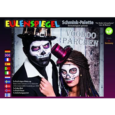 Abbildung von Eulenspiegel 206379 Schmink Palette Voodoo Pärchen, für ca. 60 Masken, vegan, Schminkfarben