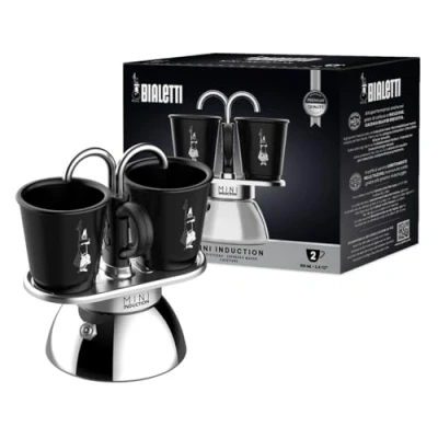 Abbildung von Bialetti Mini Express Induction, Induktionskaffeemaschine, 2 Tassen (100 ml), für alle Herdarten geeignet, Schwarz