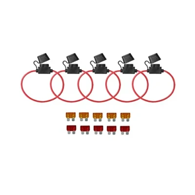 Abbildung von KOLACEN Auto In line 18 Gauge Sicherungshalter für Standard Sicherung 5 Stück + 10 5Apm 10Amp
