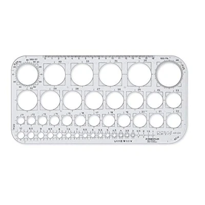 Abbildung von STAEDTLER Kreisschablone Mars, transparent, für Kreise von 1 36 mm, in 0,5 mm und Schritten, 576 01 F