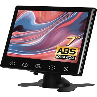 Abbildung von WHOLEV 7 Zoll CCTV Monitor, HDMI 16: 9 HD 1024 * 600 Eingang AV/VGA/HDMI/BNC, Mit Touch Tasten, Eingebauter Lautsprecher, für Raspberry Pi,berwachung PC