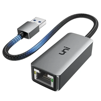 Abbildung von uni USB Ethernet Adapter 3.0 1000Mbps LAN Adapter, RJ45 aus Aluminium und Nylon, treiberfreier Netzwerkadapter für MacBook, Mi Box, Surface, PC, Laptop mit macOS, Win 11/10/ 8.1/8, Linux