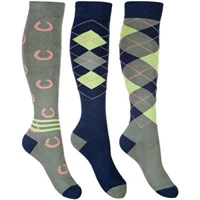 Abbildung von HKM Reitsocken Cardiff Set von 3 Navy Olive 30 34