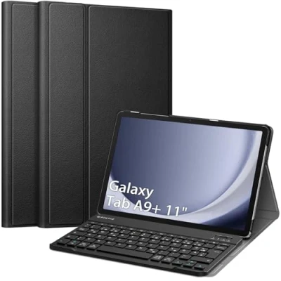 Abbildung von Fintie Tastatur Hülle für Samsung Galaxy Tab A9 Plus 11 Zoll 2023 Tablet SM X210/X216/X218, Keyboard Cover mit Magnetisch Abnehmbarer Deutscher Bluetooth Tastatur, Schwarz