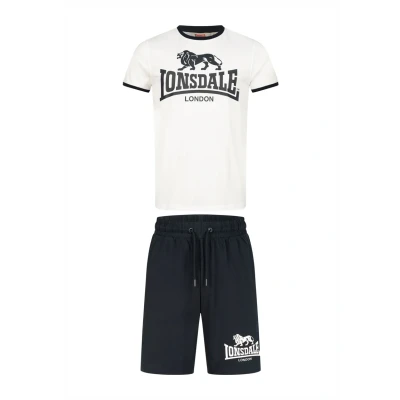 Abbildung von Lonsdale Herren T Shirt &amp; Shorts Set normale Passform MAIST, White/Dark Navy, XL