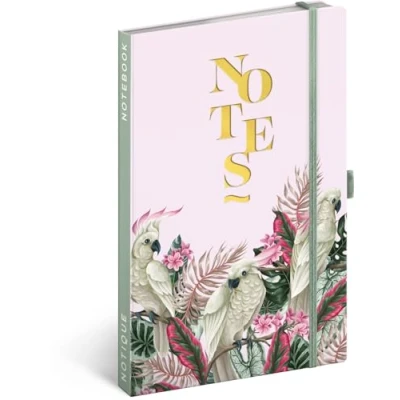 Abbildung von NOTIQUE Notizbuch Liniert mit Gummiband 13x21cm ca. A5, Designer Hardcover Notebook, Notizblock, Notizheft, Journal, Tagebuch für Erwachsene, Damen (Kakadu)