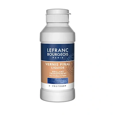 Abbildung von Lefranc &amp; Bourgeois 300666 Glänzender Schlussfirnis, für Acrylfarben, glänzend, transparent, gilbungsbeständigen Schutz Ihrer Bilder, 250ml Flasche, Firniss glänzend Flasche