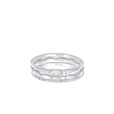 Abbildung von Elli 3 PACK Marquise Stapel Ring, Damen, Größe: 56, Silber