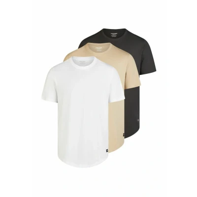 Abbildung von JACK &amp; JONES Tshirt Herren lang geschnitten Set 100% Bio Baumwolle Regular Fit JJENOA 3er Pack Rundhals Kurzarm Sommer Organic Basic Tee Shirt, Größe:XL, Farbe:Pack 1 (Black/White/Crockery)