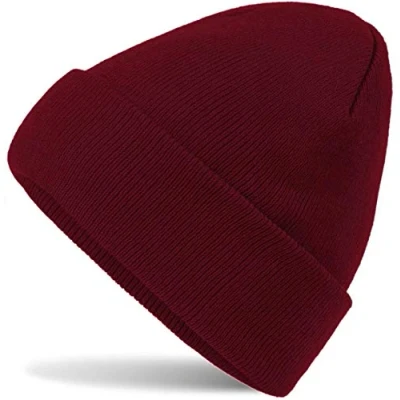 Abbildung von HatStar Wintermütze Damen Beanie Mütze Herren Feinstrick für Frauen Männer Unisex Cuffed Hats Weich &amp; Warm (Burgund)