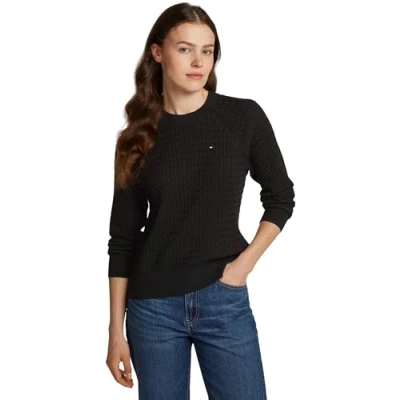Abbildung von Tommy Hilfiger Cable Strickpullover, Damen, Größe: 3XL, Black