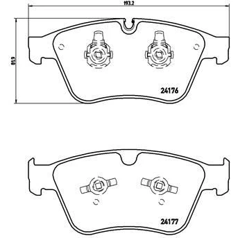 Abbildung von BREMBO P 50 105 Bremsbelagsatz für Verschleißwarnanzeiger vorbereitet mit Kolbenclip ohne Zubehör MERCEDES BENZ: ML Class, R Class