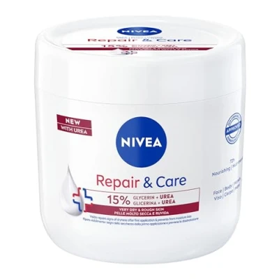 Abbildung von NIVEA Körpercreme Repair &amp; Care Urea 400 ml, Allzweckcreme für sehr trockene und raue Haut, 72h Feuchtigkeitscreme, angereichert mit 15% Glycerin
